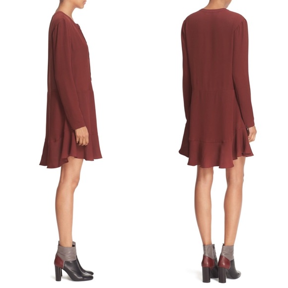 NWT Maternity-Friendly A.L.C. Burgundy Silk Dress - Picture 4 of 5